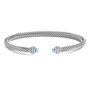 David Yurman Classic Cable Bracelet
Sterling Silver with Blue Topaz and Diamonds